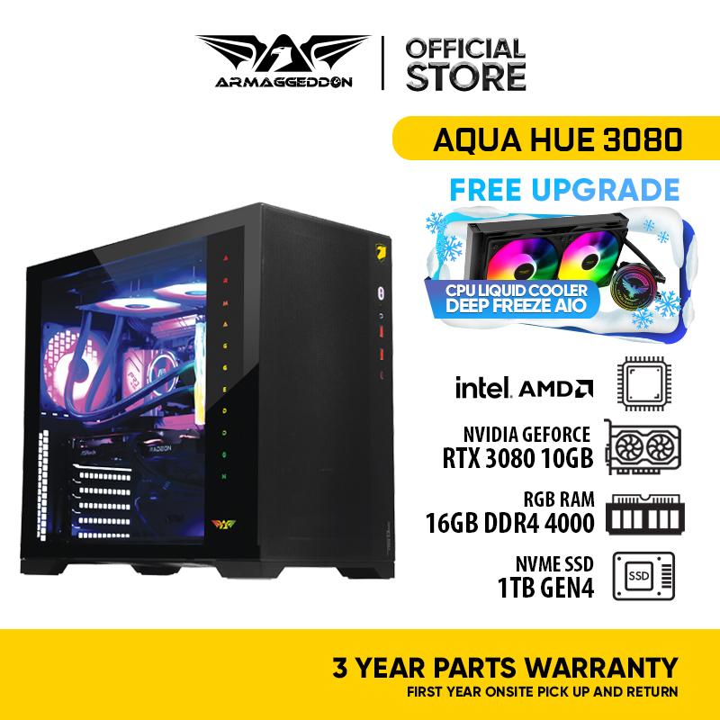 Armaggeddon Aqua Hue 3080 Customized MATX Gaming PC | Intel | AMD Ryzen | Nvidia GeForce RTX 3080