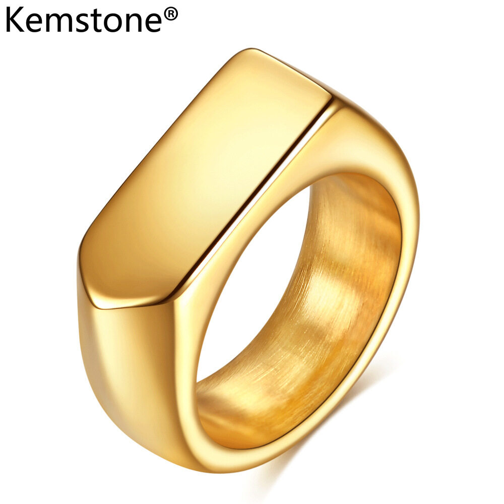 Kemstone Black/Gold/Silver Stainless Steel Arrow Ring for Men Geometric Design