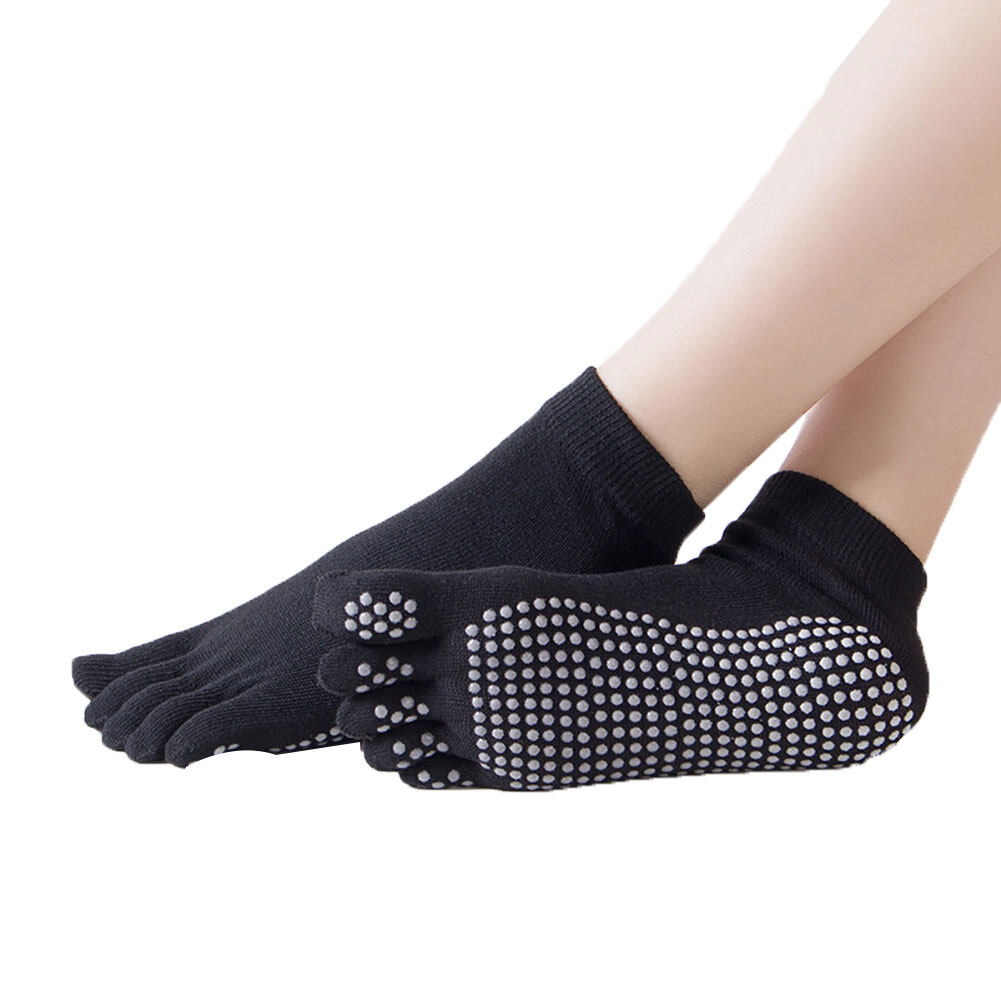 Bullker Women Five Toes Cotton Silicone Anti-skid Particles Winter Ballet Yoga Socks