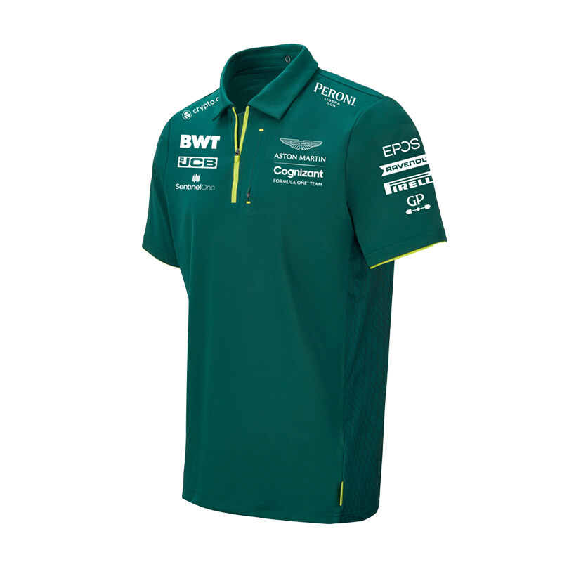 2021 new product f1 Aston Martin team racing suit lapel polo shirt male Vettel summer short sleeve customization