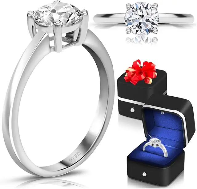 IGI Certified 0.5–4 Carat Lab Grown Diamond Ring for Women E-F Color VS Clarity Solid 14K Gold